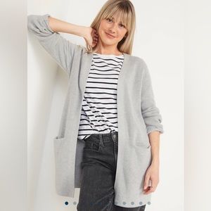 Old Navy Women’s XL Gray Textured Shaker Stitch Long Line Open Front Sweater